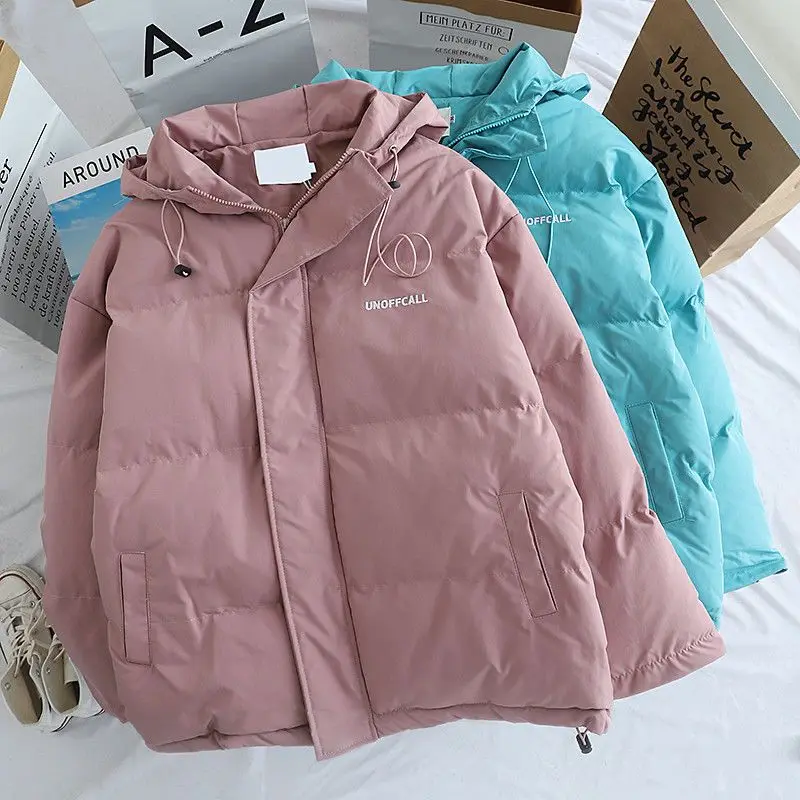 Winter Women Fashion Oversize Puffer Parkas Thick Solid Hooded Drawstring Cotton Outerwear Female Short Padded Coats Jacket