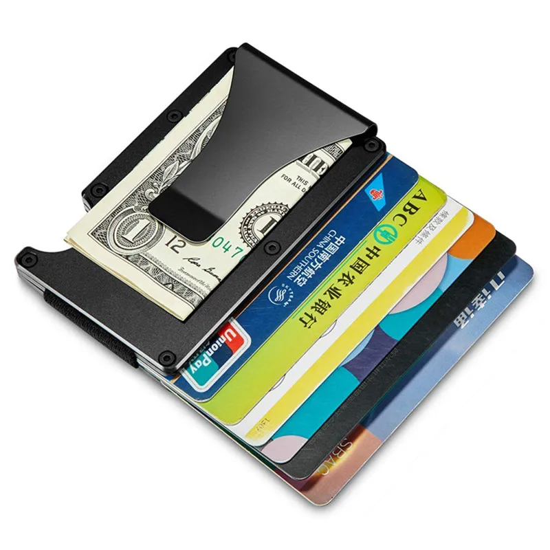 

Aluminium Alloy Credit Card Holder Wallet New Design Minimalist Rfid Blocking Slim Metal Cardholder Anti Protect Clip For Men