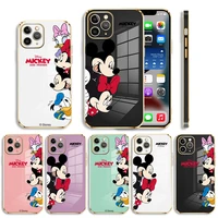 luxury soft plating phone case for iphone 13 12 11 pro max mini x xr xs max 7 8 6 6s plus se cover mickey minnie and friends
