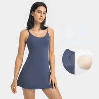 2022 new tennis skirt with breast pad outdoor leisure training fitness golf wear high elastic badminton dresses workout dress