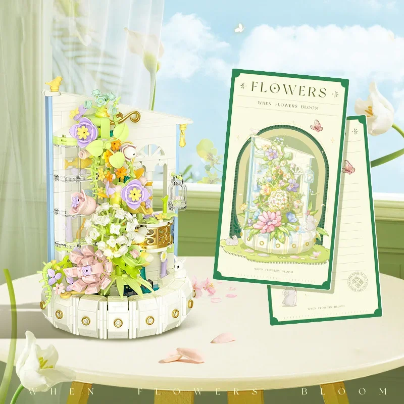 

632pcs MOC Bonsai Flower Bouquet Building Blocks Set Adults Construction with Light Home Decoration Toys for Girls Kids