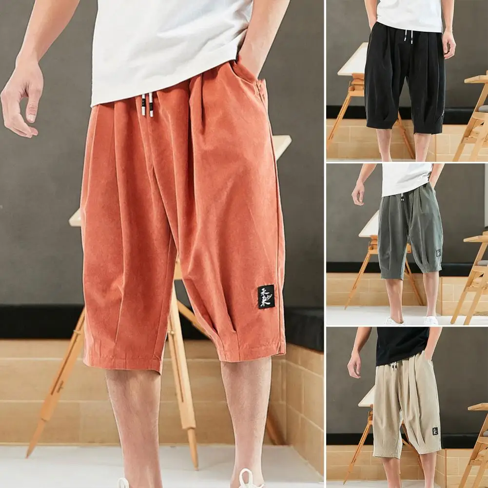 

Plus Size Summer Harem Pants Men Short Joggers Chinese Style Calf-Length Casual Pants Male Capris Trousers