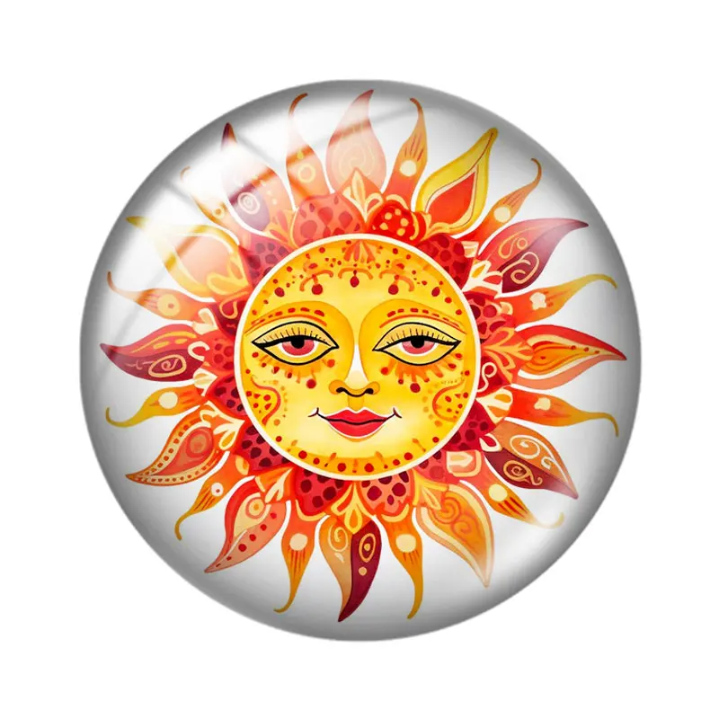 Фото Стеклянные кабошоны Mandala Sun 12/18/20/25 мм для браслетов, подвесок, колец, демонстрационных серег, фурнитура для изготовления украшений №4