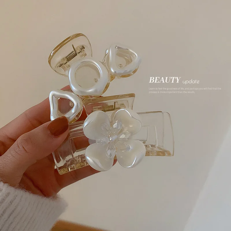 

LOVOACC Korea 3 Designs White Transparent Arcylic Hair Claws for Women Female Cross Geometric Large Shark Clip Hair Accessories
