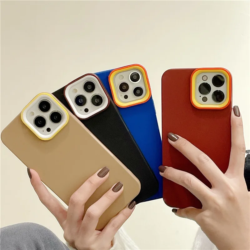 

Luxury Silica gel two-color Phone Case for iPhone 13 12 11 Pro X XS XR Max 7 8 plus Case Protection Cover Red Blue Black