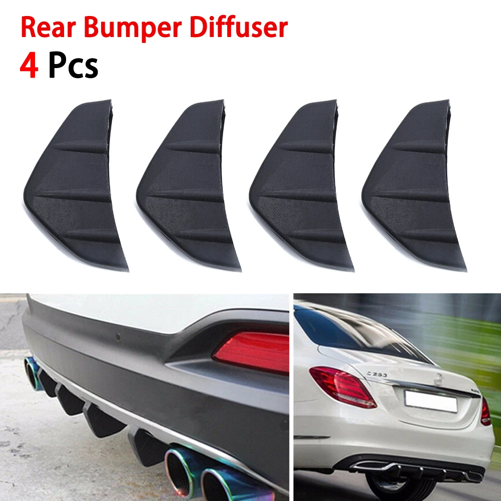 

4 Piece Front Bumper Side Shark Fin Protect Cover Anti-crash Car Rear Bumper Spoiler Diffuser Car Accessory Anti-collision Belt