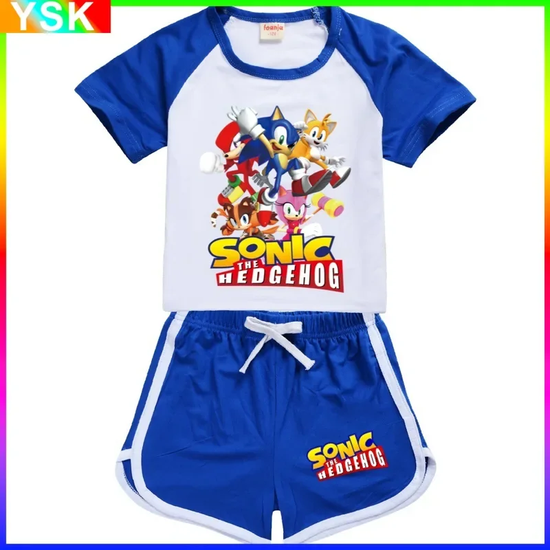 Звуковая Мода детская одежда мультяшная свободная футболка шорты повседневный