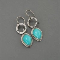 new trendy silver color womens earrings green stone hook drop earrings for women bohemia earrings engagement party jewelry