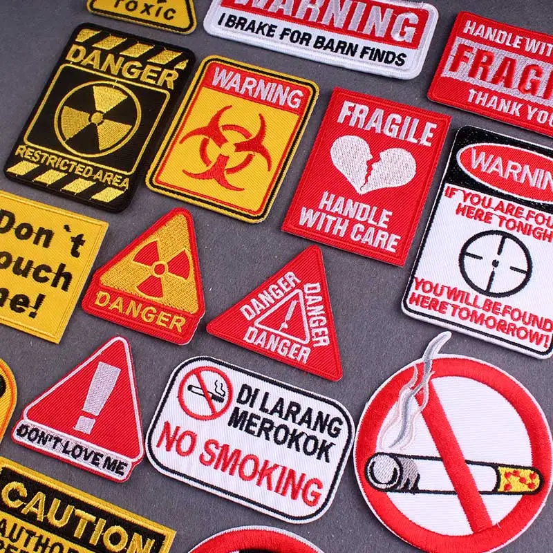 

Biochemical Patch Embroidered Patches On Clothes DIY Warning signs Badges On Backpack Nuclear Stripes Iron Patches On Clothing