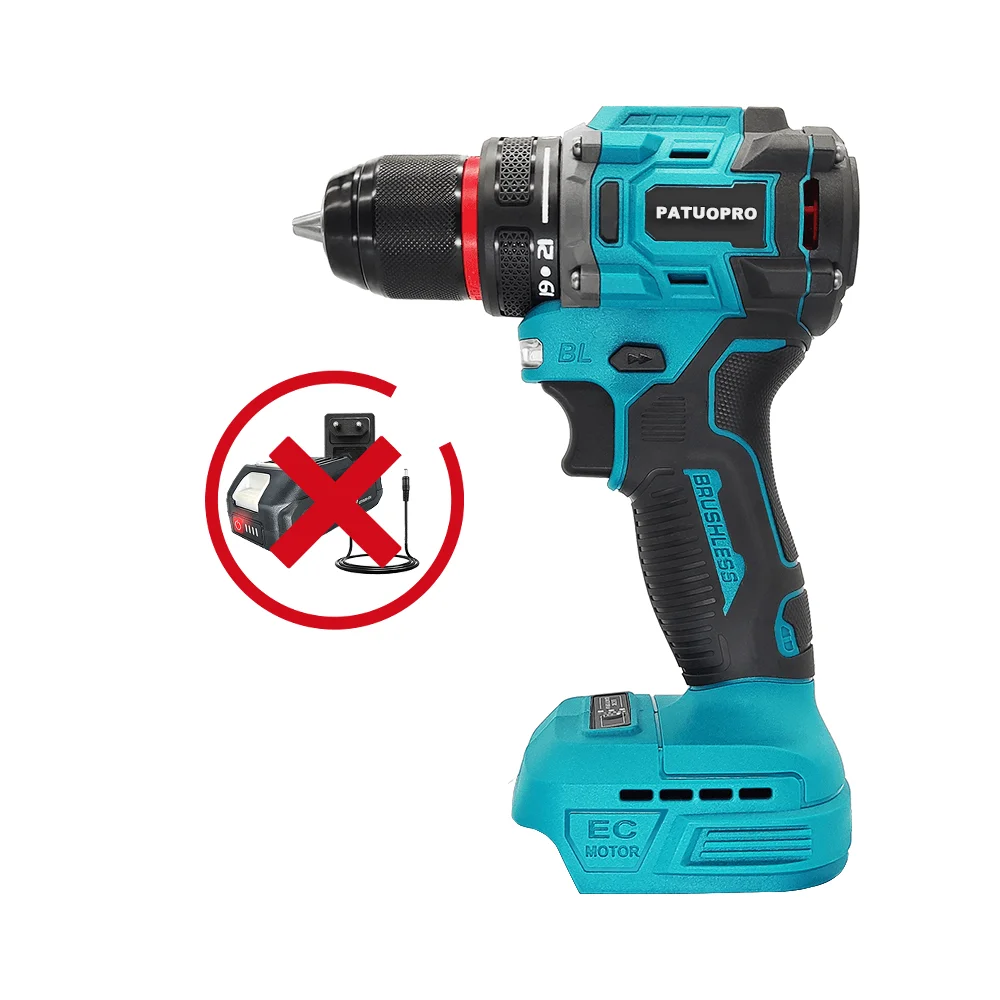 PATUOPRO Бесщеточная дрель 10 мм 2-скоростная для аккумулятора Makita 18 В