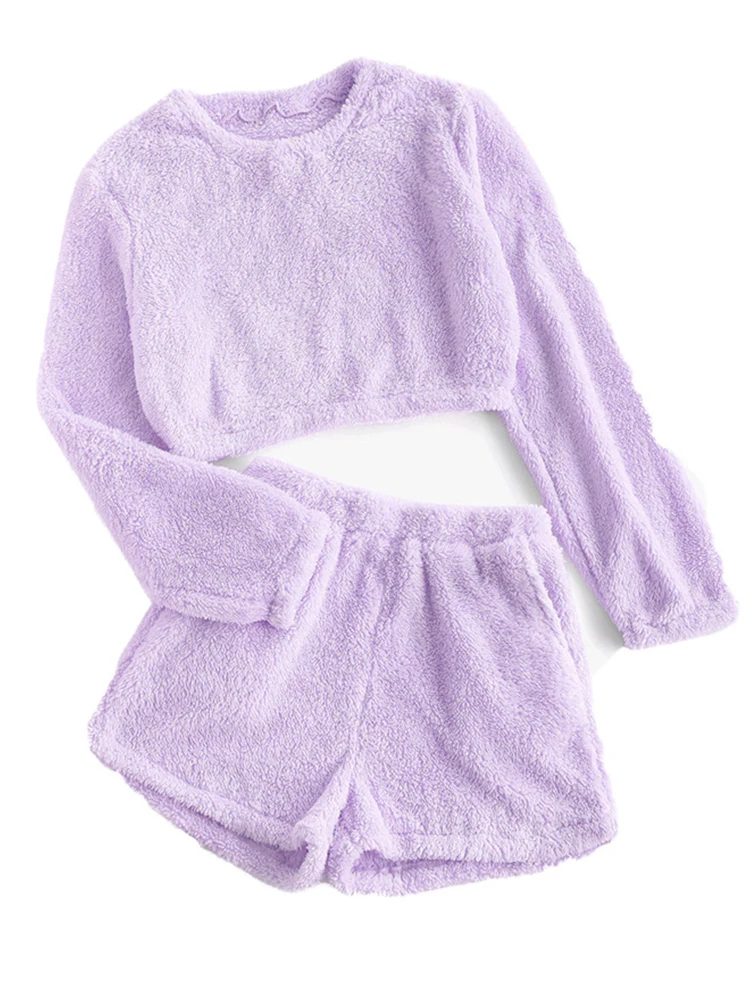 

Женские шорты из кораллового флиса SVOKOR, зимняя теплая одежда, тонкая удобная одежда для отдыха, Повседневная модная однотонная одежда, уличная одежда