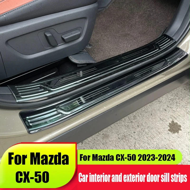 

Для Mazda CX-50 2023 2024 защитные и износостойкие наклейки для внутренних и внешних приветственных педалей пороговой полосы