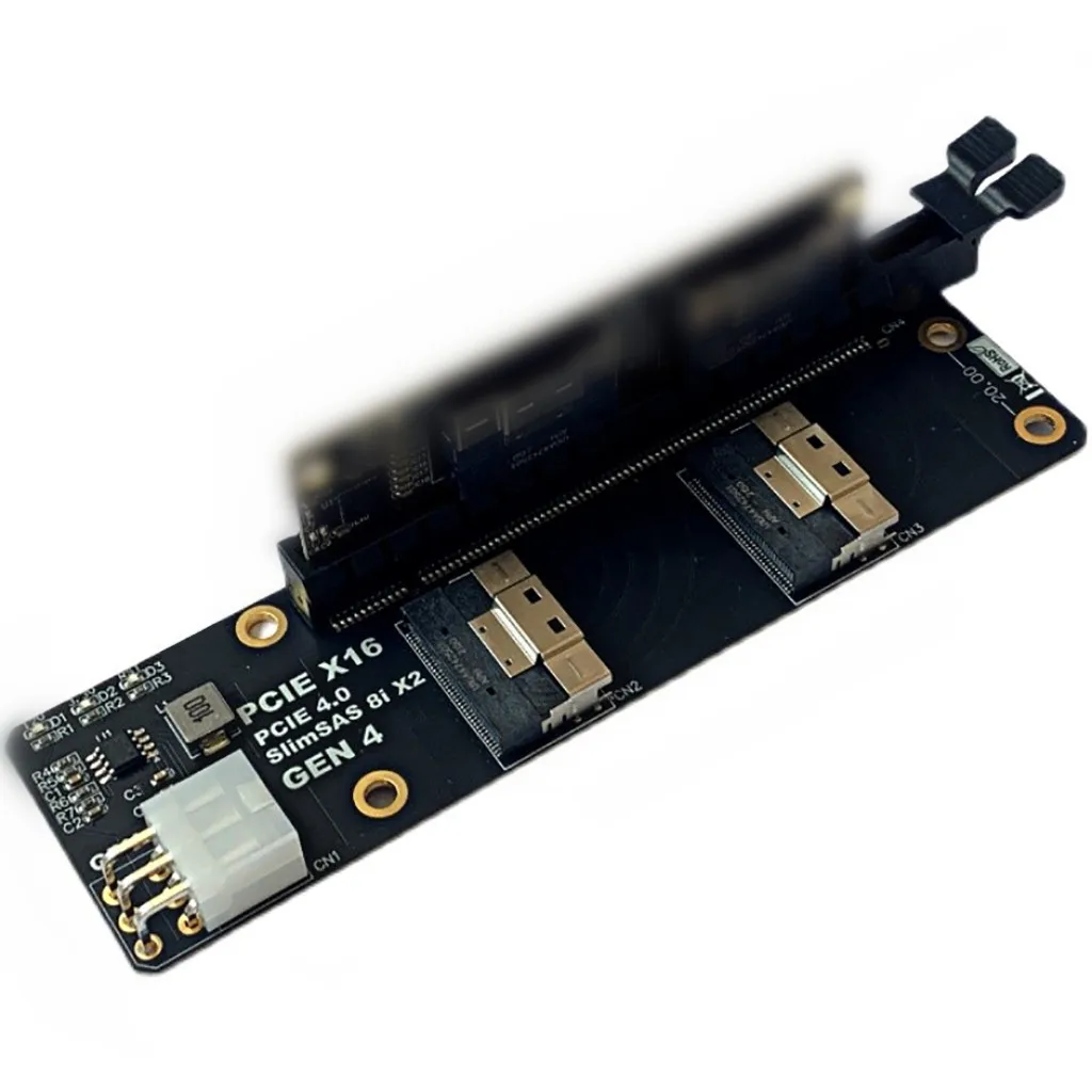 2Port SlimSAS 8i x2 to PCIe4.0 x16 Slot Adapter Card SFF8654 Riser GEN4 for Network Graphics Video GPU 6Pin Power - купить по