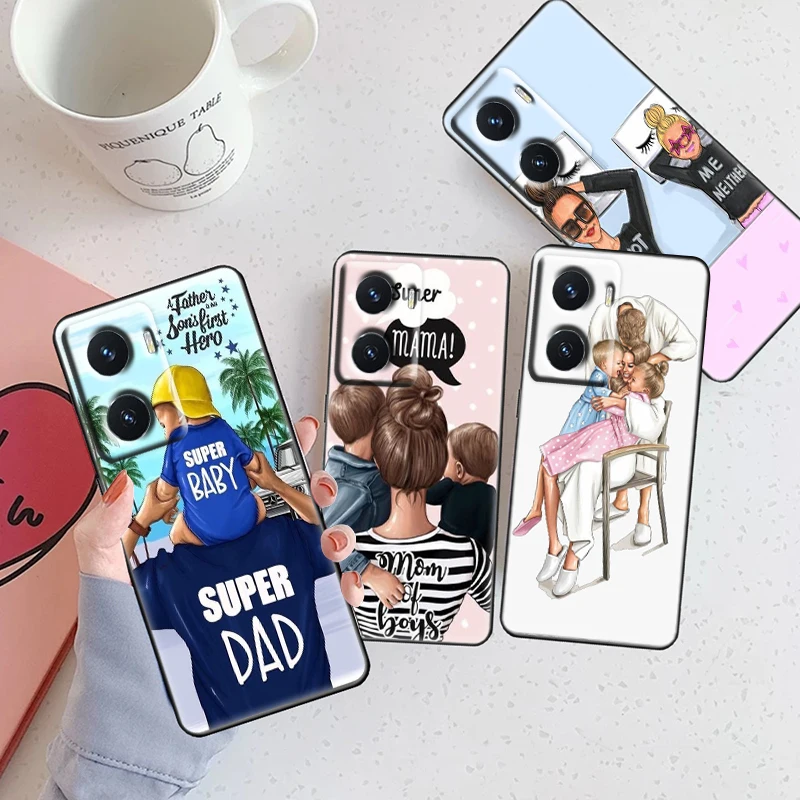 Папа мама девочка семья для OPPO A74 A72 A53 Reno 7 6 5 4 2 Find X3 X2 Z Lite Neo Pro Plus SE черный телефон