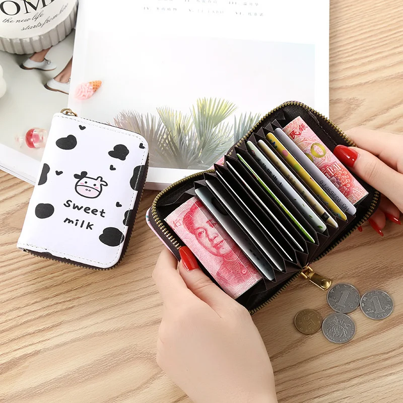 Card bag women 2021 new small wallet women's multi card position cartoon printed business card zero wallet small fresh card bag