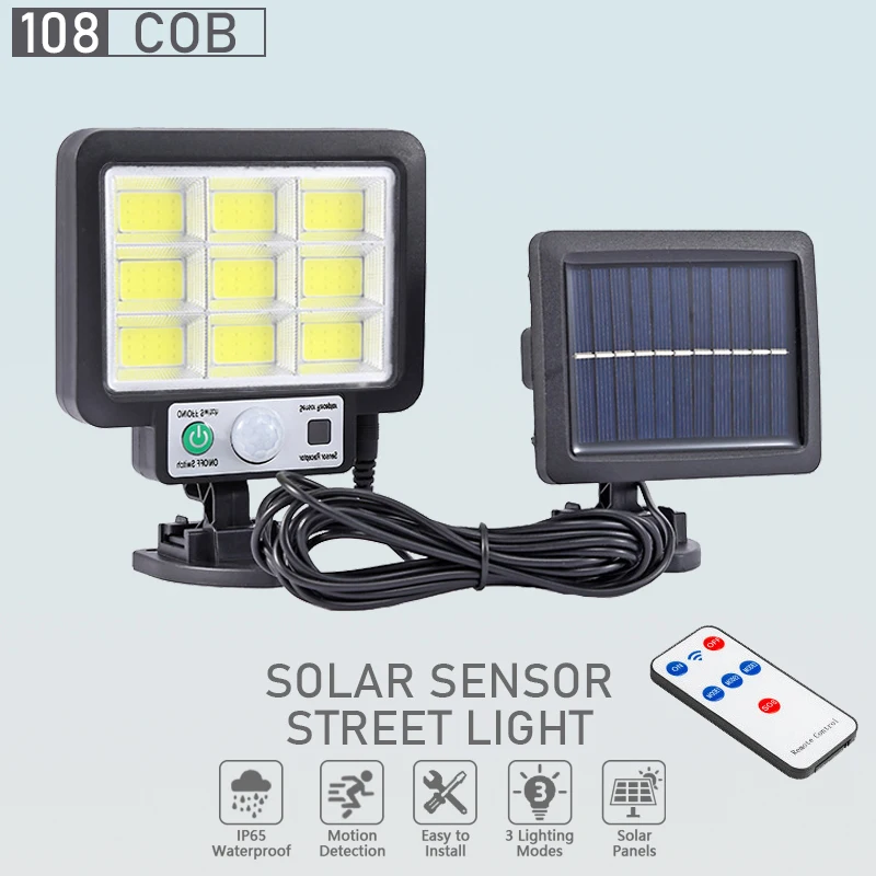 

Уличный светодиодный фсветильник рь на солнечной батарее, водонепроницаемый настенный светильник с пассивным ИК датчиком движения для сада, лампа для экстренных ситуаций и улицы