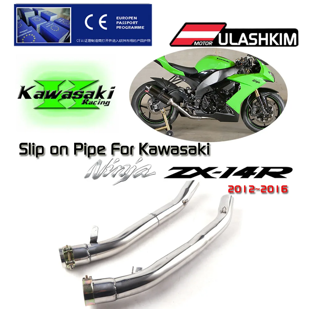 

Motorcycle Exhaust Escape Muffler Round Middle Link Slip on Pipe For Kawasaki ZX-14R ZX14R 2012-2016 Muffler