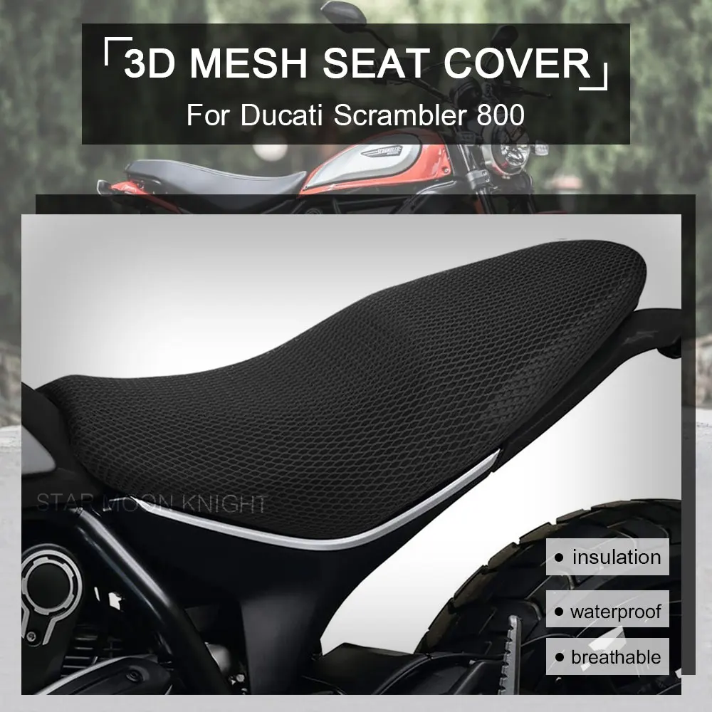 3D Mesh Cushion Seat Cover For Ducati scrambler800 Scrambler 800 Motorcycle Accessories Anti-Slip Nylon Fabric Saddle Seat Cover
