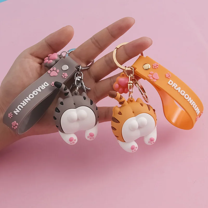 

Cute Cat Butt Keychains Kawaii Cartoon Corgi Dog Car Key Chain For Women Bag Pendant Keyring Girls Lovers Holiday Gifts Key Ring
