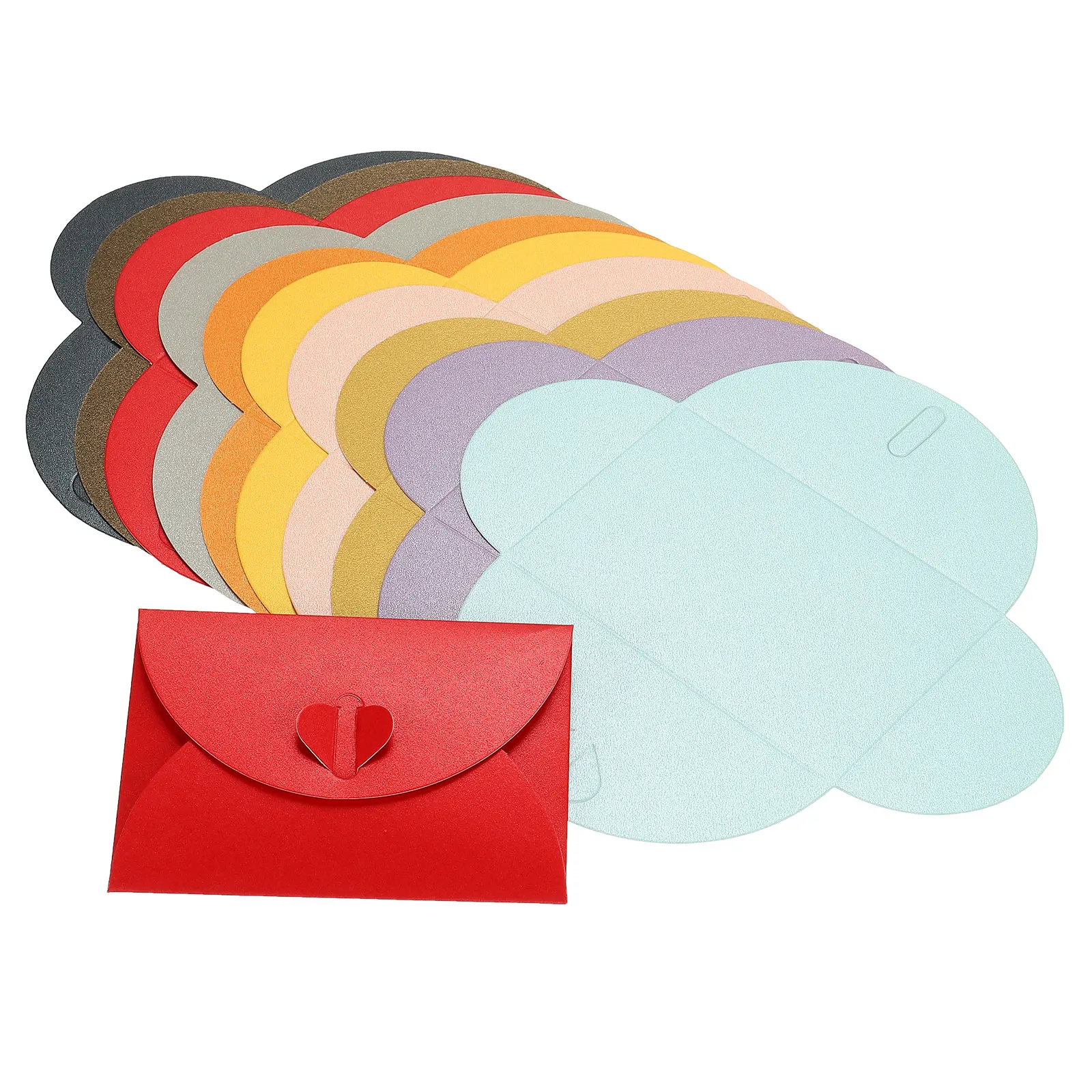 50Pcs Mini Colored Envelope Thick Cardboard Small Foldable DIY Pearl Paper Envelopes Self Locking Buckle Letter Gift Card Cover