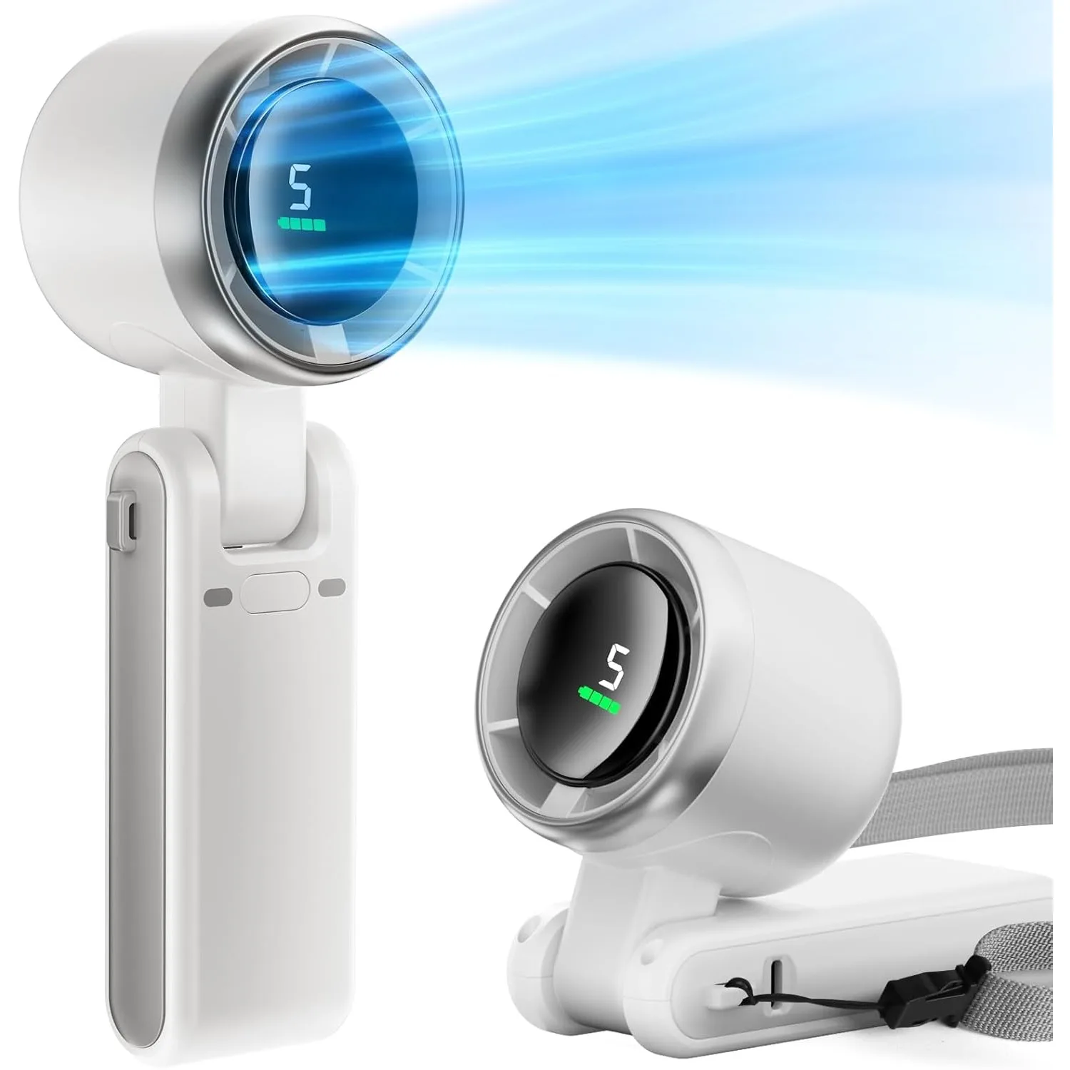 Портативный Мини-вентилятор Емкостью 10000 мАч С Подвесным Грифом 180 ° Складной