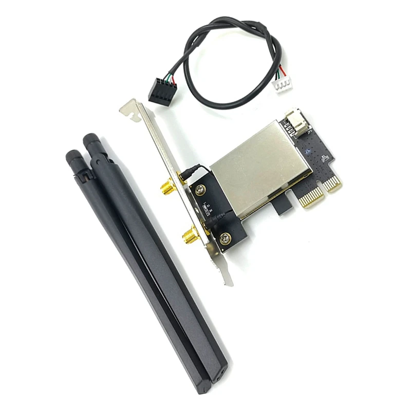 

Беспроводная карта M.2 NGFF, адаптер PCI Express с 2 антеннами, NGFF M2, Wi-Fi, Bluetooth-карта для AX210 AX200 9260 8265 7260
