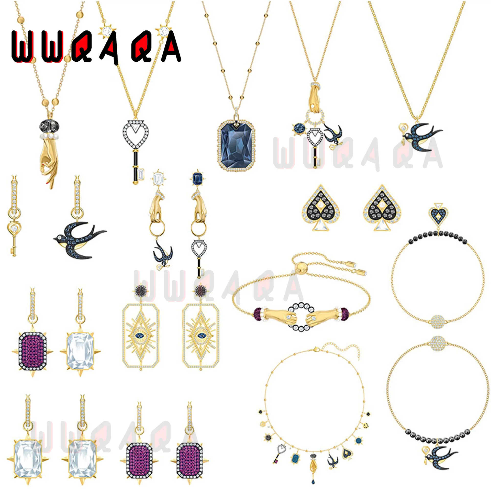 

SWA Fashion Jewelry High Quality Charming Exquisite Playing Cards Spade Charm Women's Bracelet Ring Set Women's Romantic Gift