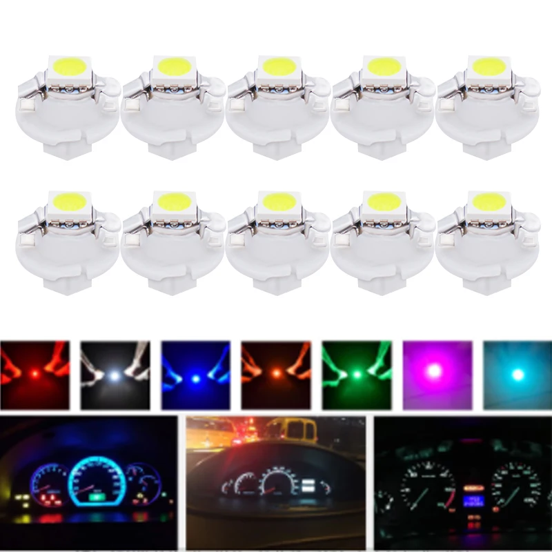 

100x B8.4D Led Car Auto 1 SMD 5050 T5 Lamp Car Instrument Dash Dashboard Light Instrument Panel Signal Bulb White Signal Lamp