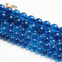 dark blue crackle crystal beads natural quartz round loose beads for jewelry making diy bracelets accessories 4 6 8 10 12mm 15