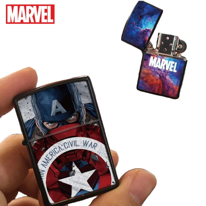 

The Avengers Captain America Thanos Iron Man Creative Metal Windproof Kerosene Grinding Wheel Lighter Matte Texture Limited Gift