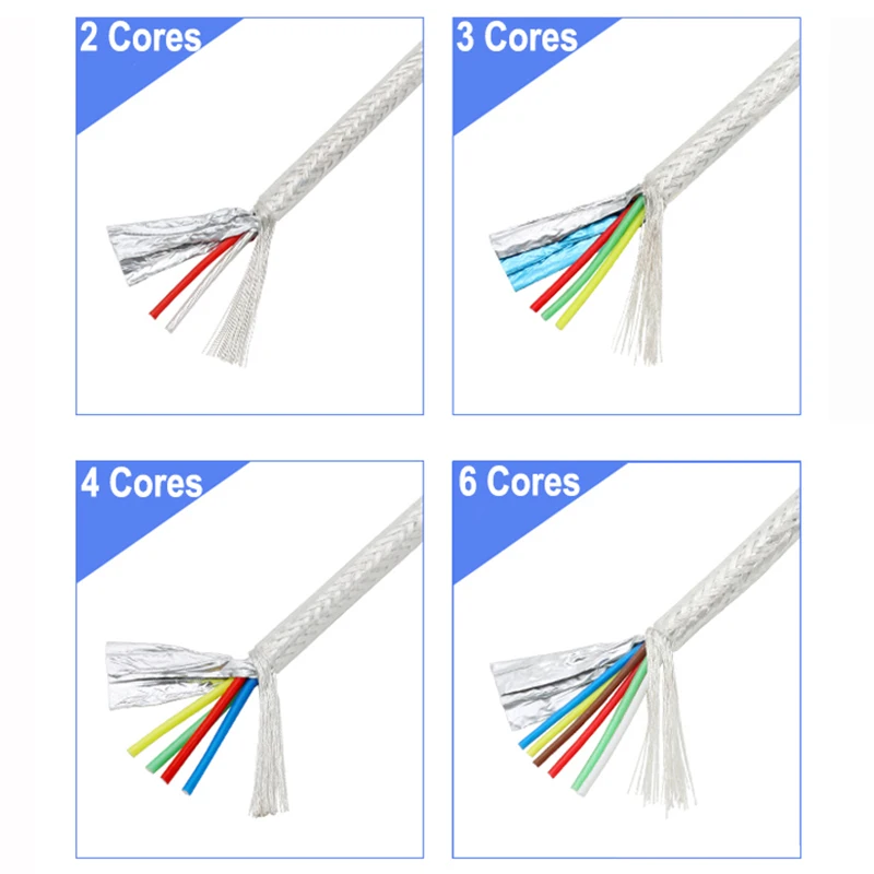1 м/5 м прозрачный посеребренный OFC PTFE экранированный провод Sq.0.15 ~ 0 5 мм 2 3 4 6 ядер