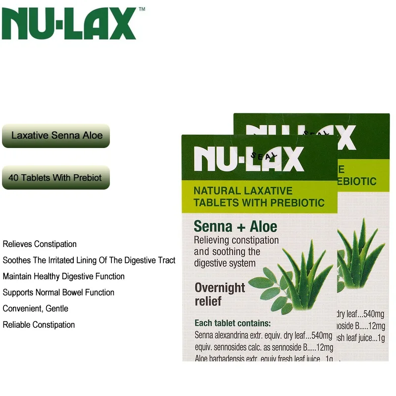 

2PCS NuLax Natural Laxative 40Tablets Prebiotic Senna Aloe Constipation Treatment Overnight Relief Stimulating Bowel Evacuation