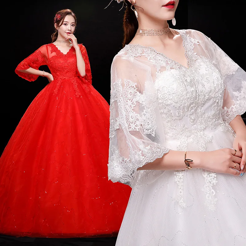 Red Wedding Dress 2023 New Bridal Fantasy Mori Super Fairy Wedding Dress Maternity Bridal Dresses Korean off-Shoulder High Waist