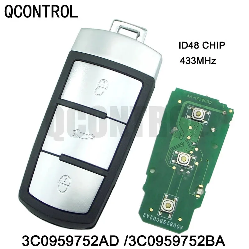 Умный флип-телефон QCONTROL с 3 кнопками без ключа чипом ID48 3C0959752BA для VW Passat B6 3C B7 Magotan CC