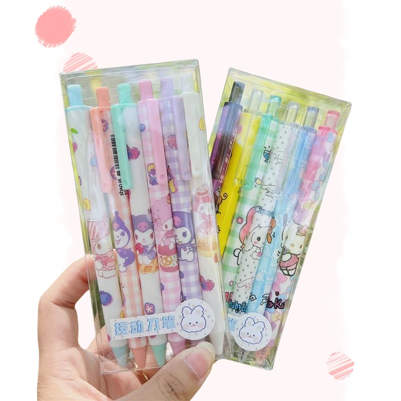 

Hello Kittys Sanrio Utility Knife Kawaii Kuromi My Melody Cinnamoroll Press The Knife Pen Hand Account Paper Cutter Toy Girls