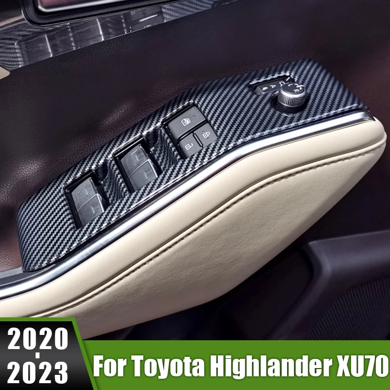 

For Toyota Highlander XU70 2020 2021 2022 2023 Hybrid Car Inner Door Armrest Panel Window Glass Lift Switch Buttons Cover Trim