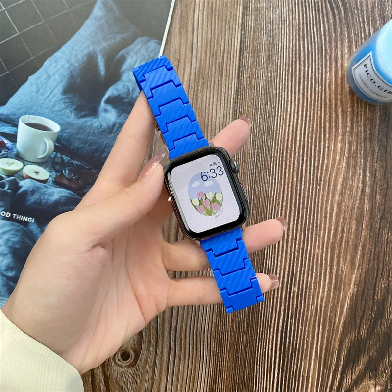 

Strap For Apple Watch 7 Band 45mm 41mm 38mm 42mm correa Carbon Fiber bracelet smart iWatch series 7 6 5 3 SE 44mm 40mm watchband