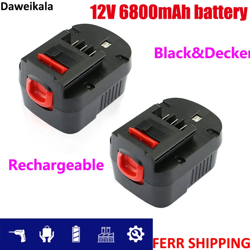 

New12V 6800mah Rechargeable Tool Battery for Black & Decker A12 A12ex Fsb12 Fs120b A1712 Hp12k HP12 Lithium Ion Replacement Dri