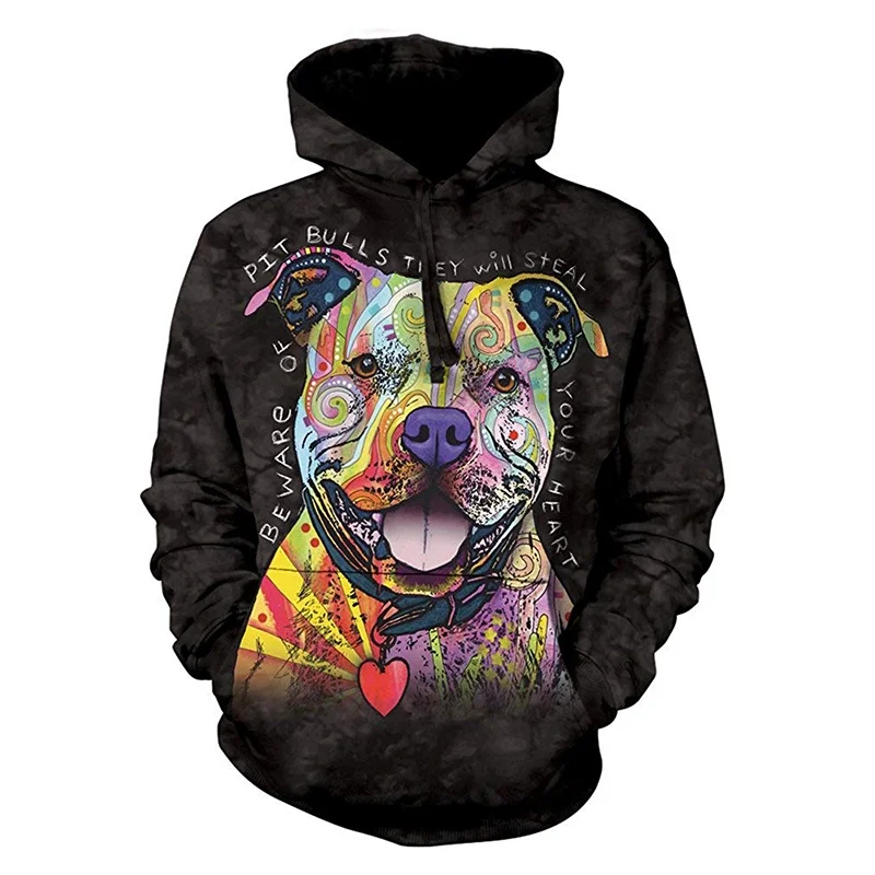 The Latest Fashion Men's / Women's 3D Printing Cute Color bulldog Hoodie / Hooded Pullover Long Sleeve Pullover  Sweatshirts