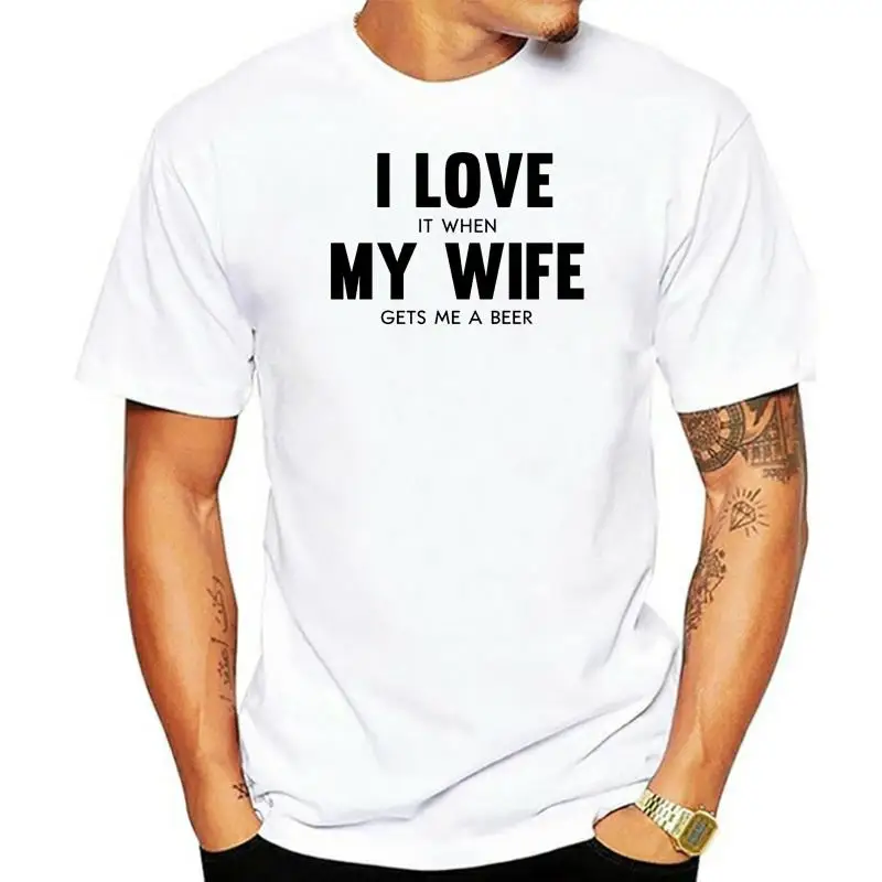 

Мужская футболка, забавная (когда) моя жена (получает меня пиво) для мужей, футболка, новинка, футболка для женщин