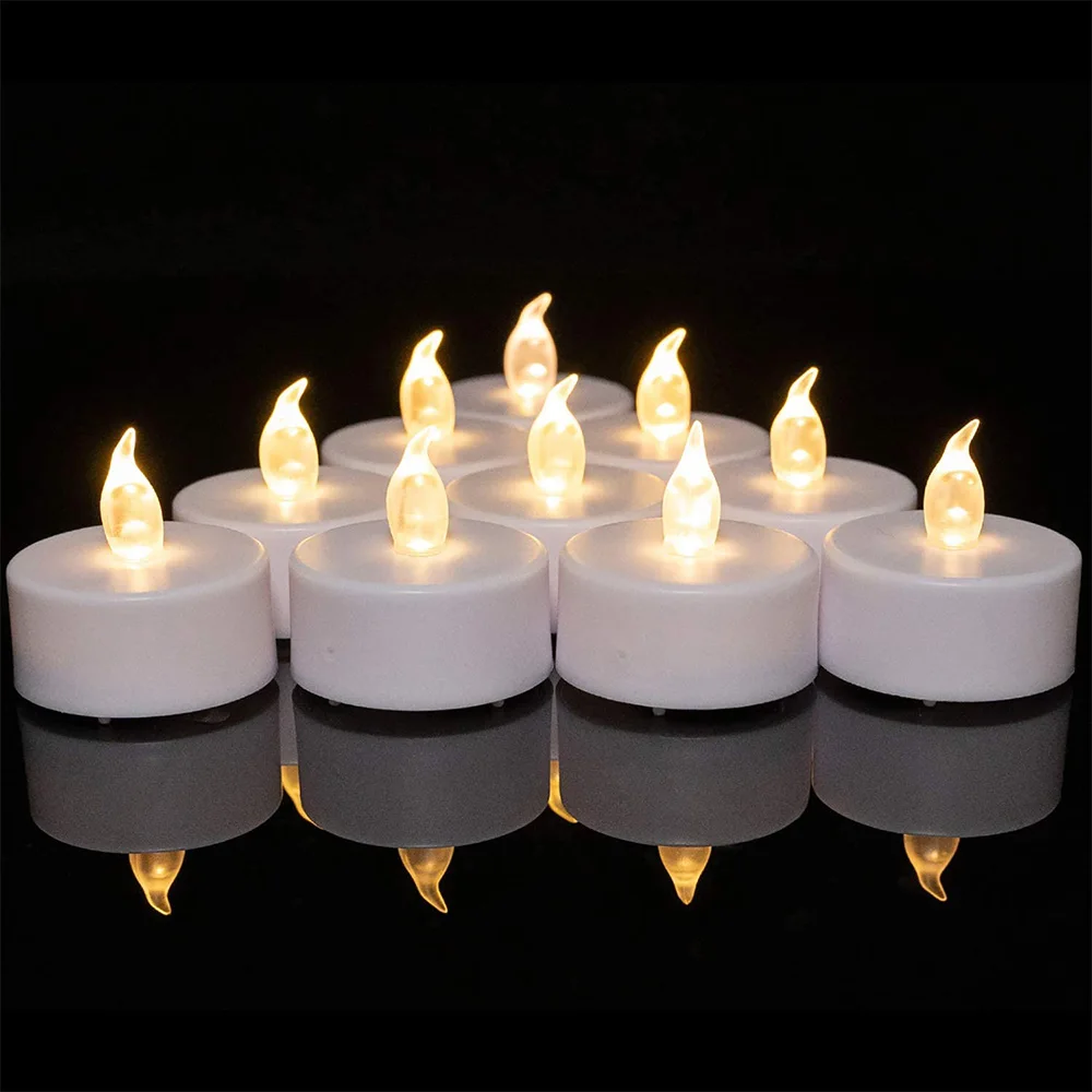 

Tea Lights Battery Operated Candles Flameless Candles Flickering Fake Tealights for Sweetest Day Wedding Home Decorations Party