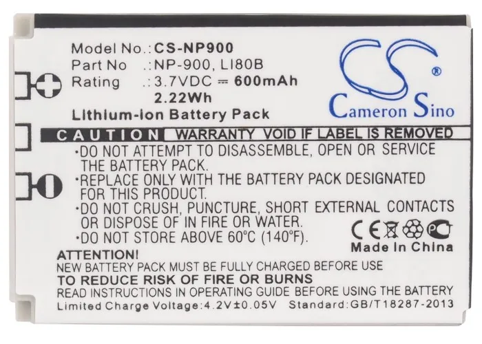 

Cameron Sino Camera Replacement Li-ion Battery 600mAh For 02491-0015-00 Praktica DS5080, DS5331, DS53 Free Tools