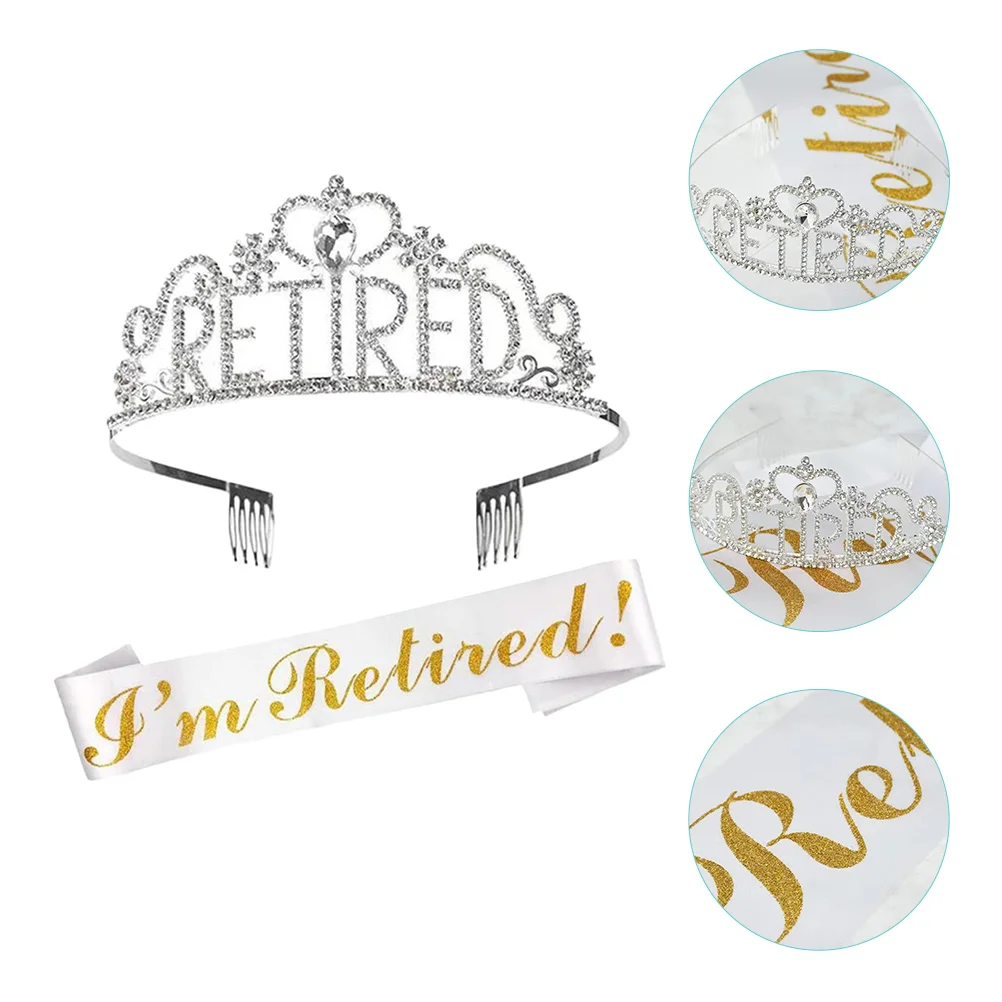 

Retirement Party Retired Sash Tiara Women Set Gifts Decor Decorations Officially Decoration Favors Rhinestone I M Accessories