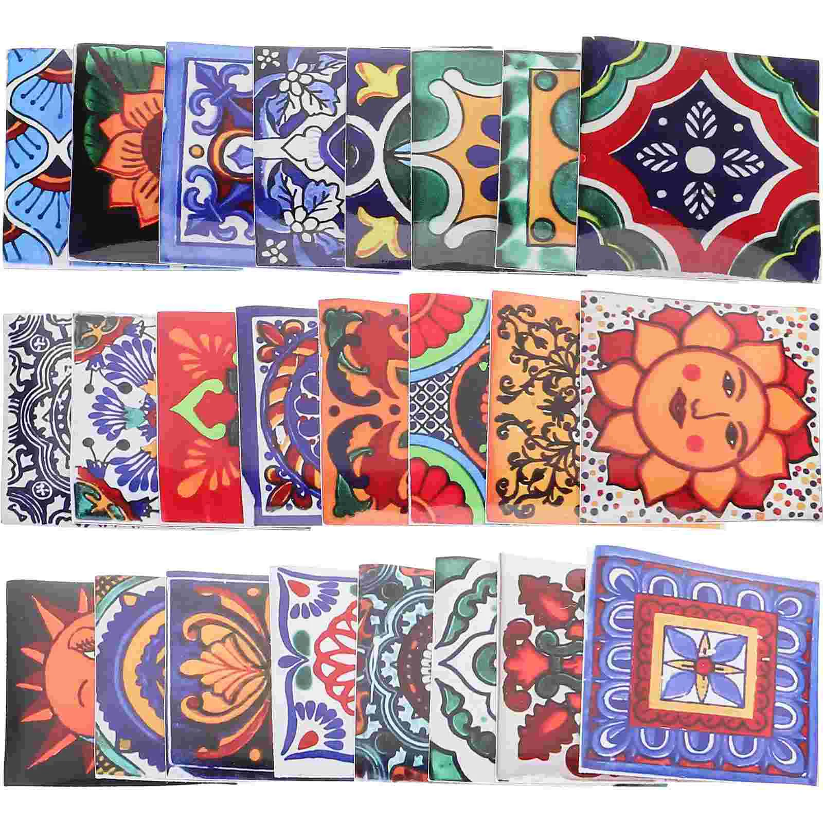 

24 Sheets Vintage Tile Stickers Mexican Kitchen Wall Tiles Peel Backsplash Pvc Floor 3d self-adhesive