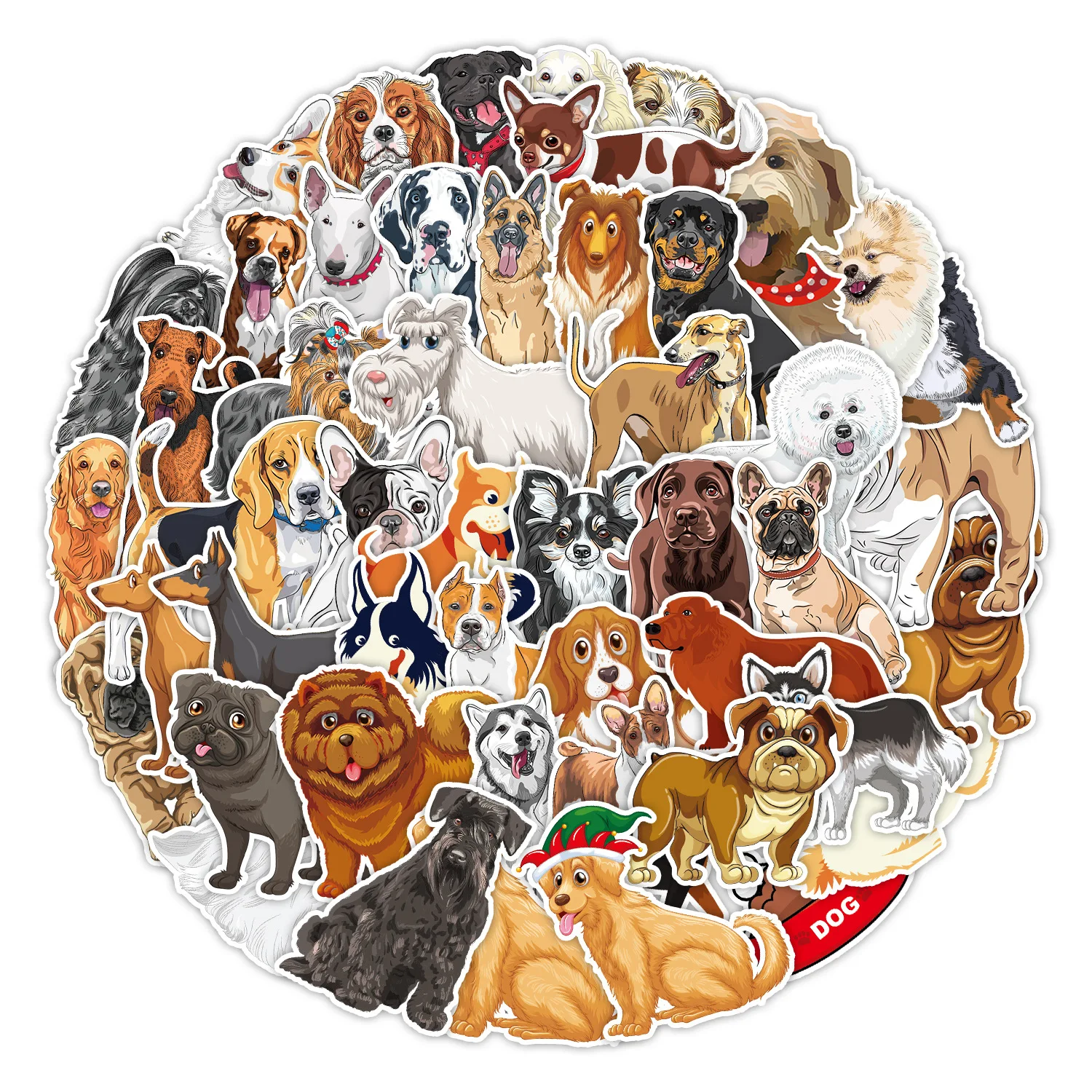

50 Pieces of Poodle Graffiti Stickers Car Mobile Phone Water Cup Decoration Stickers Creative Stationery Stickers