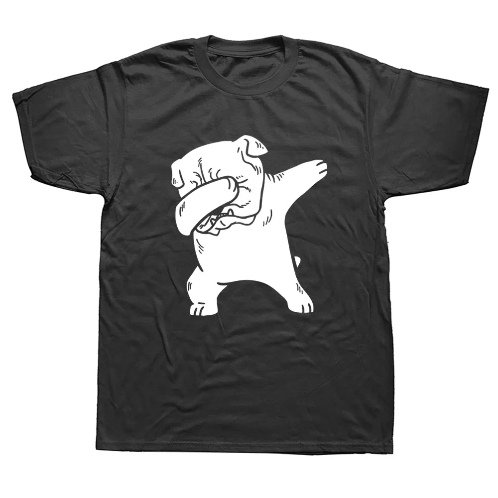 

Funny English Bulldog Dabbing T Shirts Birthday Unisex Graphic Fashion Cotton Short Sleeve Dog Tricks O-Neck Harajuku T-shirt