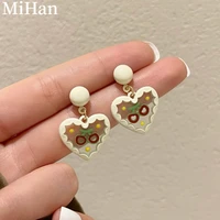 mihan 925 silver needle sweet jewelry heart earrings 2022 new trend coating enamel drop earrings for women accessories