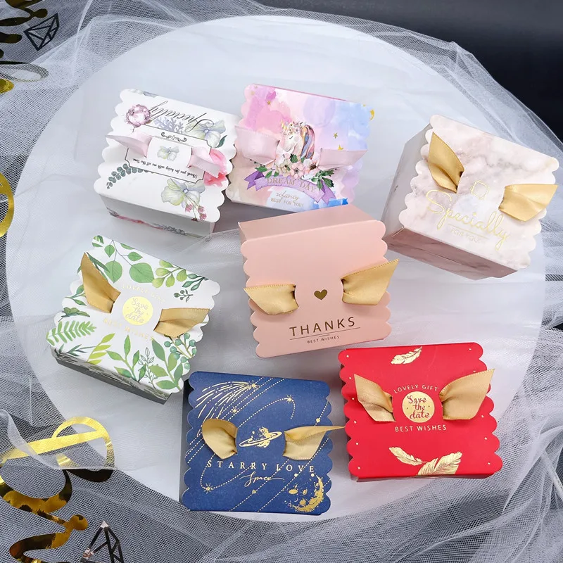 

20/50pcs European Square Shape Flower Green Forest Style Candy Dragee Packaging Box Wedding Favors Paper Thanks Chocolate Box