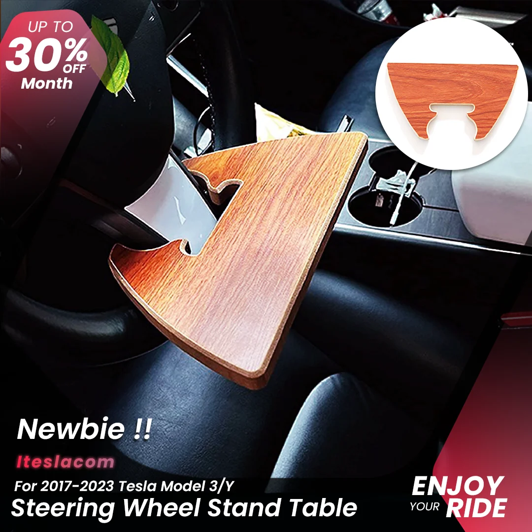 

Model Y Portable Wood Grain table For Tesla Model 3 2017-2023 Laptop Desk Steering Wheel Stand Tablet 2022 Car Accessories