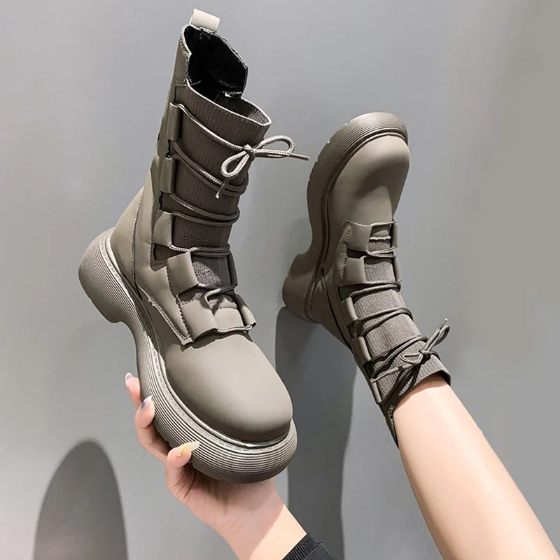 

Брендовые женские ботинки в стиле "Лолита", ботинки с круглым носком, женские резиновые ботильоны на шнуровке, осень 2022